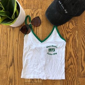Cropped Green & White Tank